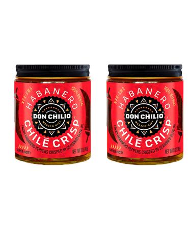 Don Chilio Chile Crisp Crunchy Sliced Habanero Fried Chili Peppers in Hot Seasoned Oil High Heat - 0 Carb Keto - Use as Topping Sauce Condiment Salsa Alternative (5oz Jar Pack of 2)