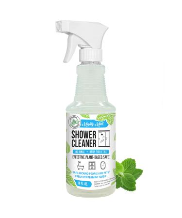 Mighty Mint Shower Cleaner Non-Toxic No-Rinse No-Scrub Daily Spray for Glass Tile Grout Natural Peppermint Scent 16oz