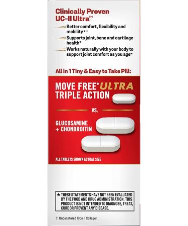 Move Free Ultra Triple Action Joint Support Supplement - 64 Tablets - Type II Collagen, Boron, Hyaluronic Acid - Joint Comfort, Cartilage & Bone Support - 1 Tiny Pill Daily - Buy Online on GoSupps.com