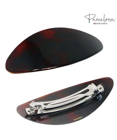 Parcelona French Oval XL Tortoise Shell Brown Celluloid Hair Clip Barrette - Buy Online on GoSupps.com