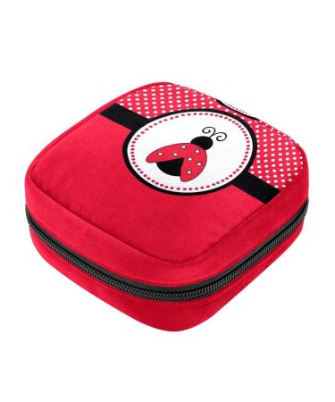 Menstruation bag with zipper women's napkin bag tampons collection bags for women and girls (cute red lady beetle)