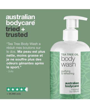  Australian Bodycare Tea Tree Body Gel for spots oily skin and odors - Daily deep cleansing with tea tree oil for purified and fresh skin - Buy Online on GoSupps.com