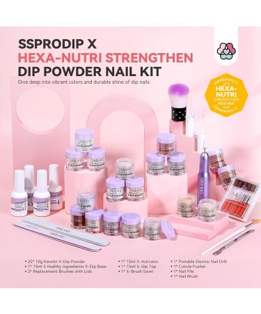 SAVILAND Dip Powder Nail Kit - 20 All Season Nude Pink Colors Starter Set with Drill Dipping Powder Liquids Base Activator & Top Coat for DIY French Nail Art - Buy Online on GoSupps.com