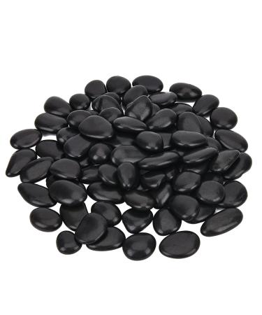 Hisredsun 3.96 lb Black Polished Stones Natural River Pebbles Gravel for Aquarium Flowerpot Landscaping Vase Fillers and Garden Decoration 1.8 Kilograms Black