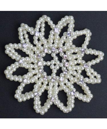 Handmade Crochet Pearl Rhinestone Hair Bun Cover - White Hair Snood for Ballet Dance and Skating - Buy Online on GoSupps.com