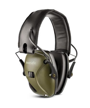 awesafe Electronic Shooting Earmuffs Ear Hearing Protection Headphones for Shooter Noise Reduction Sound Amplification Army Green