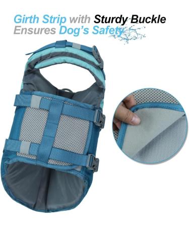 Buy Vivaglory Sports Style Life Jacket for Medium Dogs Adjustable Durable Safe Buoyancy Vest (Cyan M: 56-64 cm) - International Shipping Available - Buy Online on GoSupps.com