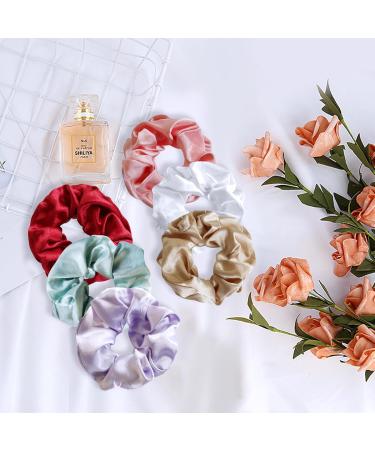 TRUEIN Silk Scrunchies for Women Girls Soft Satin Hair Scrunchies Big Elastic Scrunchy Hair Bands and Large Hair Ties Ropes Traceless Scrunchies Set for Thick Thin Hair Bobbles - Buy Online on GoSupps.com