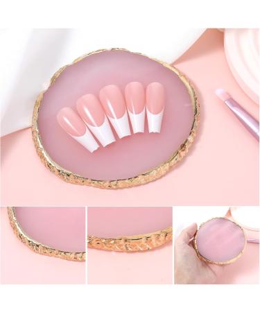 Abeillo Resin Nail Art Pallet Manicure Painted Palette Gold Edge Nail Polish Palette Nail Art Makeup Palette Display Box Nail DIY Accessories Pink - Buy Online on GoSupps.com