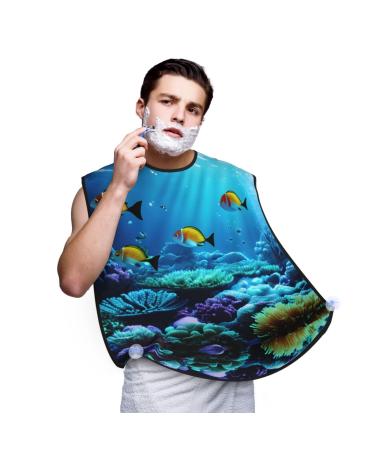 Tranquil Underwater Scenery Print Beard Bib Apron For Men Beard Hair Catcher For Men Shaving Trimming Beard Cape Cloth