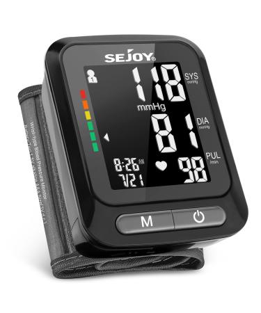 Blood Pressure Machine Wrist, Automatic Digital BP Monitor Adjustable Cuff 5.3-8.5 inch, Large Backlit Display, Irregular Heartbeat & Hypertension Detector for Home Use Black