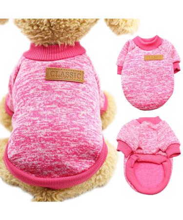 Warm dog sweater pet sweater gray dog sweater winter pet clothing cat sweater dogs dog clothes dog sweaters for small and medium -sized dogs pink
