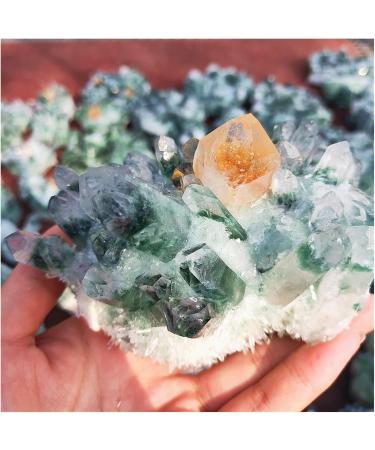 Natural Crystal Rough 550g Quartz Cluster Natural Green Ghost Crystal Cluster Inlaid with Yellow Specimen - Buy Online on GoSupps.com