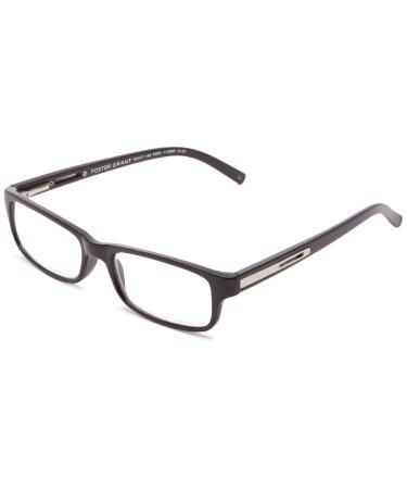 Foster Grant Men's Brandon Rectangular Reading Glasses Shiny Black/Transparent 2 x