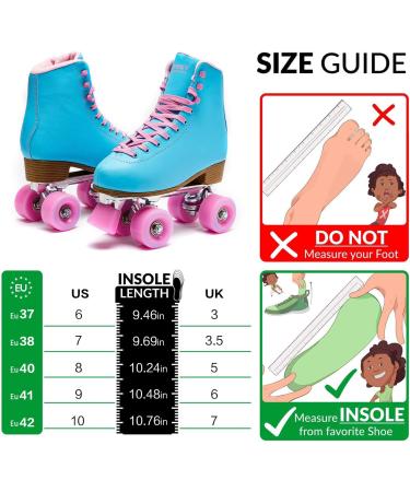 Goupsky Roller Skate Shoes for Women/Youth - Retro 4 Wheels Quad Skates - Blue Size 9 - Indoor & Outdoor - Buy Online on GoSupps.com