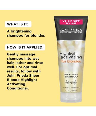 John Frieda Sheer Blonde Brightening Shampoo - Avocado Oil & Vitamin C for Lighter Blondes | Revives Dull Highlights - 8.45 Fl Oz - Buy Online on GoSupps.com
