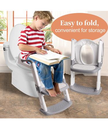 Wakagen Height adjustable potty training toilet seat with steps for boys and girls infant toddler child toilet training seat with handle  padded seat  non-slip wide steps  (ZX-001) - Buy Online on GoSupps.com
