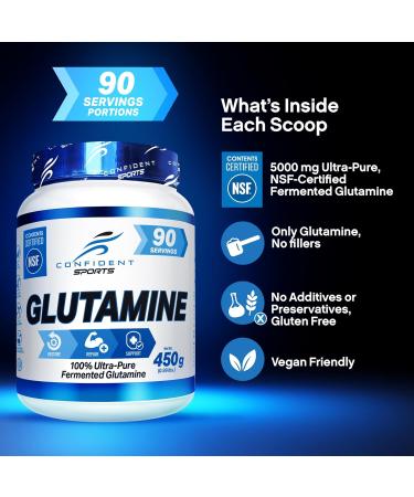 CONFIDENT SPORTS - 100% Pure Micronized Pharmaceutical Grade Glutamine Powder 125 Gram 25 Servings 25 Servings (Pack of 1) - Buy Online on GoSupps.com