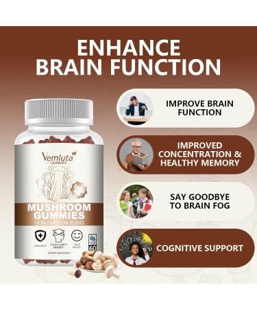 2 Packs 5000MG Mushroom Gummies -10 Blend Organic Mushroom Supplement containing Lion's Mane and Reishi for Brain and Immune Boosting Blueberry Flavor Non-GMO 120 Counts 60 Count (Pack of 2) - Buy Online on GoSupps.com