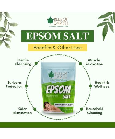 Bliss of Earth Sel d'Epsom pour bain plantes et pieds sulfate de magn sium naturel relaxant pour soulager les muscles aromath rapie v g talien sans cruaut envers les animaux (1 kg) - Buy Online on GoSupps.com