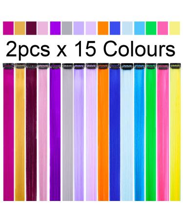 30 Multi-Colored Hair Extension Clips 55cm Real Hair Strands for Salon Supply | 15 Vibrant Colors - Shop Internationally! - Buy Online on GoSupps.com