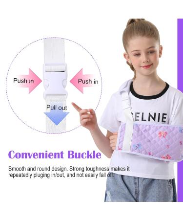 Kids Arm Sling - Adjustable Printed Shoulder Immobilizer for Children | Breathable Fabric Support Brace with Thumb Loop (Small Purple - Buy Online on GoSupps.com