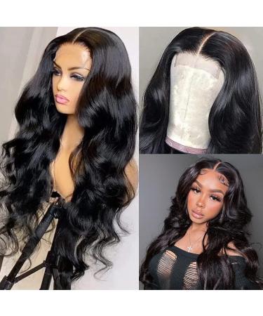 16 Body Wave Lace Front Wig 4x4 HD Transparent Lace Closure 150% Density Glueless Human Hair Pre Plucked with Baby Hair - Natural Black Women's Wig - Bleached Knots (16) - Buy Online on GoSupps.com