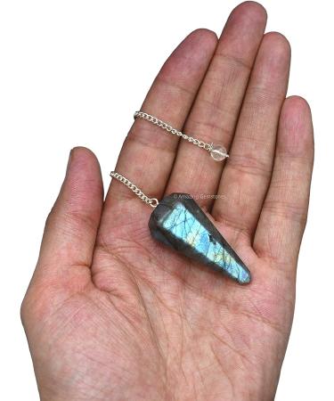 Amazing Gemstone Labradorite Crystal Pendulum for Divination - Dowsing Pendulum with Chakra Chain and Crystal Ball for Reiki Healing and Crystal Grid Meditation - Buy Online on GoSupps.com