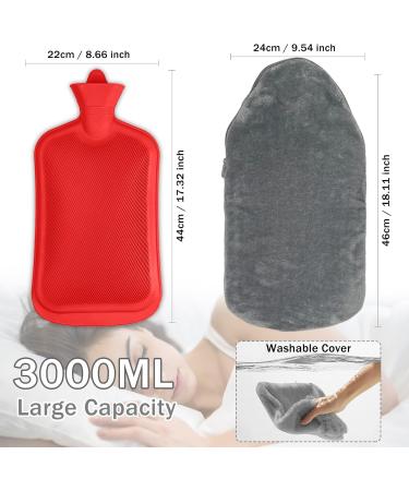Rubber Hot Water Bottle with Cover - 3L Pain Relief Bag for Menstrual Cramps & Hot/Cold Compress (Grey - Buy Online on GoSupps.com