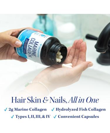 Marine Collagen Capsules Hyaluronic Acid & Vitamin C | 2 000mg Hydrolyzed Fish Collagen Peptides per Serving | Skin Elasticity Hydration Hair Nail & Joint Support | Pescatarian-Friendly 30 Servings - Buy Online on GoSupps.com