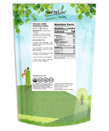 Organic Dried Pineapple Rings  1 Pound - Non-GMO  Flavorful Chewy Fruit Snack  Vegan  Unsulfured  No Sugar Added  Bulk  Great Addition to Desserts  Cakes  and Pies  No Sulphites  Unsweetened 1 Pound (Pack of 1) - Buy Online on GoSupps.com