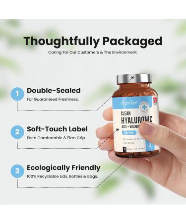 Hyaluronic Acid Capsules 300mg - Premium Grade 500-700kDa - 60 Capsules - With Vitamin C - Natural Moisturizer - Made in UK - Buy Online on GoSupps.com