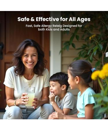 Morning Miracle Natural Allergy Relief Non-Drowsy Drink Mix for Sinus Support Steady Energy and Daily Natural Antihistamine for Adults and Kids (Non Caffeinated 30 Stick Variety Pack) Caffeine Free - Buy Online on GoSupps.com