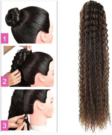 30 Long Curly Drawstring Ponytail Extension - Mix8/10# Synthetic Hairpiece for Women - Buy Online on GoSupps.com