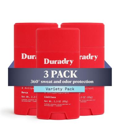 Duradry Antiperspirant Deodorant for Women and Men - Anti Sweat Maximum Strength Deodorant Excessive Sweat Protection for Armpits Naturally Neutralize Odor - Variety Set (Pack of 3) 3 Ct - Barca Clear Sky Limitless