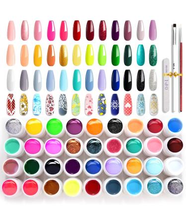 Gel Nail Polish Kit, 36 Colors Gel Nail Kit, Cream Nail Art Polish Gel Paint for Nails Art, Gel Nail Polish Set with 2 Nail Brushes for Nail Art Design Nail Salon, Esmaltes para Uñas en Gel (36+3) 39 Piece Set