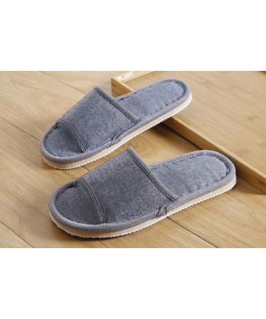 6 Pair Open Toe Breathable Spa Slippers for Hotel Guests - Beige Medium & Gray Large - Washable Unisex Slippers - Buy Online on GoSupps.com