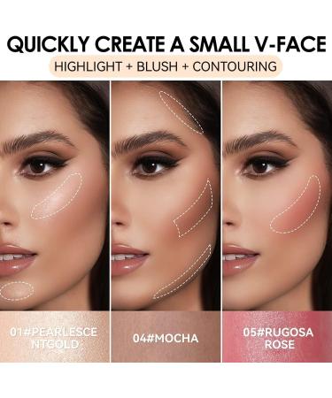 3 Pack Cream Contour & Highlighter & Blush Makeup Set Long Lasting Natural Weightless Buildable Contouring Bronzer Blush Stick Beauty Wand Liquid Highlighter Makeup (Set B) - Buy Online on GoSupps.com