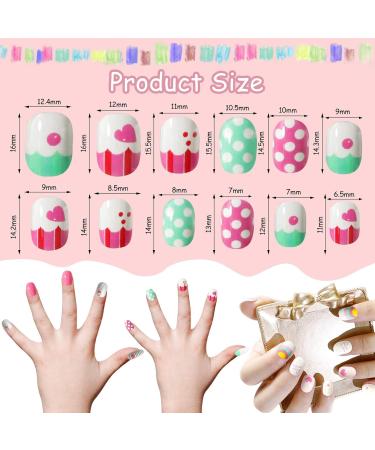 Kalolary Kids Rainbow Press-On Nails 4 Box Set with Nail Glue & Stickers | Short & Full Cover Artificial Nail Tips for Girls - Buy Online on GoSupps.com