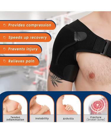 Shoulder Brace for Men and Women - Pain Relief Support and Compression for Torn Joint, Tendonitis, Bursitis - Neck Stabilizer for Dislocated Subluxation - Left and Right Arm - Black - Buy Online on GoSupps.com