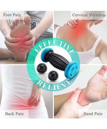 HOFASON Foot Roller Massage Ball Set for Plantar Fasciitis & Body Pain Relief - 1 Roller & 2 Spiky Balls - Foot Massager Reflexology Tool (Black Blue) - Buy Online on GoSupps.com