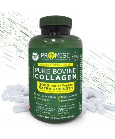 Promise Bovine Collagen Capsules 150 Count - Premium Supplement for Hair Skin & Nails Bone Strength & Joint Health - Supports Radiant Skin & Stronger Nails - Made in Canada