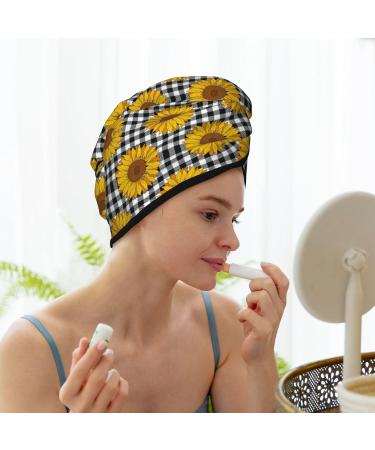 Quick-Dry Hair Towel Wrap - Sunflowers Turban & Button Towel for Effortless Drying - Buy Online on GoSupps.com