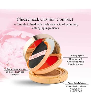 Nuest Cosmetics Chic2Cheek 3 Tiered Compact - Photo Finish Rose Primer with Cushion Foundation and Applicator (Nude Light) - Buy Online on GoSupps.com