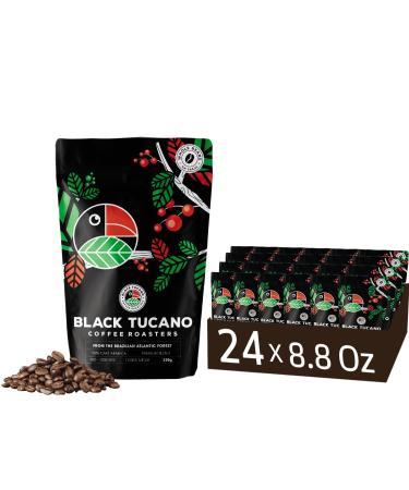 Black Tucano Brazilian Specialty Medium Roast Premium Blend Coffee - Premium 86+ Points Whole Bean - 250g 24 Pack