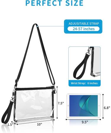 Stadium Approved Clear Crossbody Purse Bag - Black for Work, Concerts & Sports - Buy Online on GoSupps.com