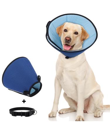 Supet breaker for dog leak protection soft protective collar tape tapes adjustable recycling neck band breathable pet elisabethane leak protection dog after op dog blue 3xl 3xl neck circumference: 41-48cm blue