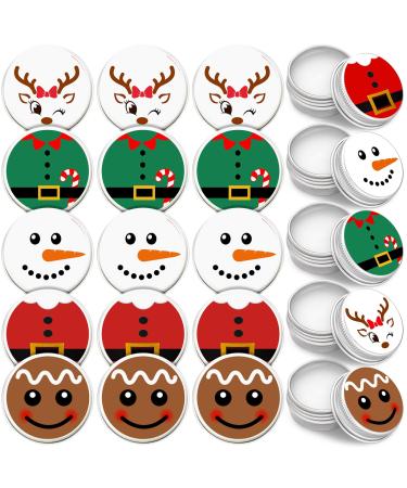 Dansib 25 Pcs Christmas Lip Balm Gifts Bulk Elf Peppermint Candy Flavor Lip Balms Tins Employee Appreciation Thank You Gifts Christmas Stocking Stuffers for Women Men Coworkers Teachers(Casual Style)