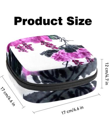 White Flower Ink Painting Tie-Up Menstrual Pad & Cup Bag - Stylish Portable Zipper Bag for Teens & Women | International Shipping - Buy Online on GoSupps.com