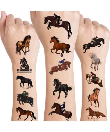 12 Sheets Horse Temporary Tattoos for Kids  Horse Birthday Party Supplies Horse Party Favors Gifts Horse Stickers Fake Tattoos Horse Party Decorations for Girls Boys Kids Horse Themed Game Rewards